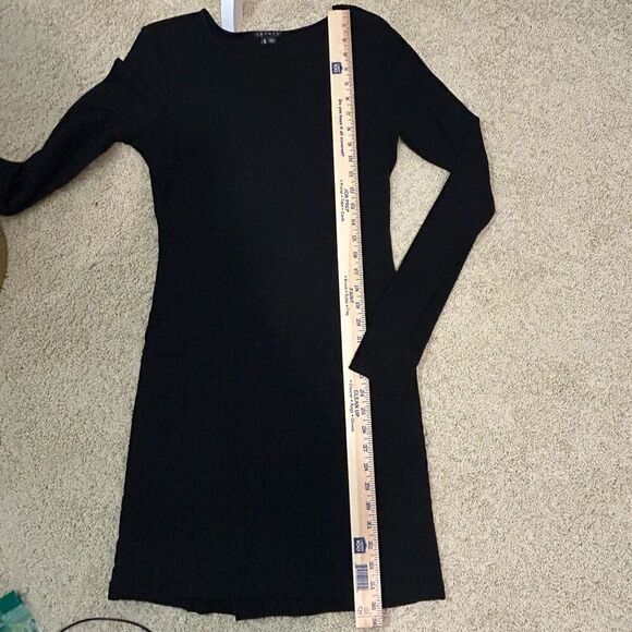 Theory Mimi Q Classical Dress Womens Black Quilted Long Sleeve Shift Crew size M - Picture 9 of 11